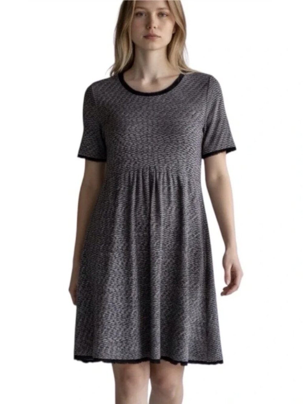 Anthropologie MAEVE SZ M Dora Dress Textured Jersey Knit Gray & Black C